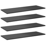 Bookshelf Boards 4 pcs High Gloss Grey 80x30x1.5 cm Engineered Wood - Front View