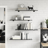 Bookshelf Boards 4 pcs High Gloss Grey 80x30x1.5 cm Engineered Wood - Side View