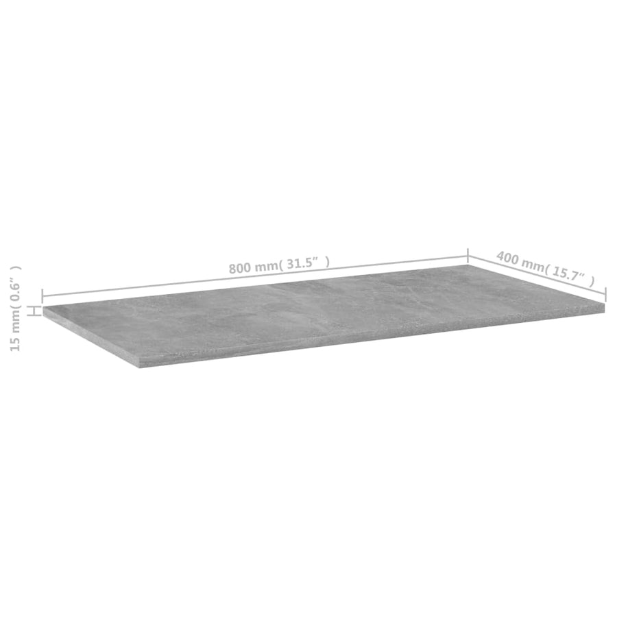 Bookshelf Boards 4 pcs Concrete Grey 80x40x1.5 cm