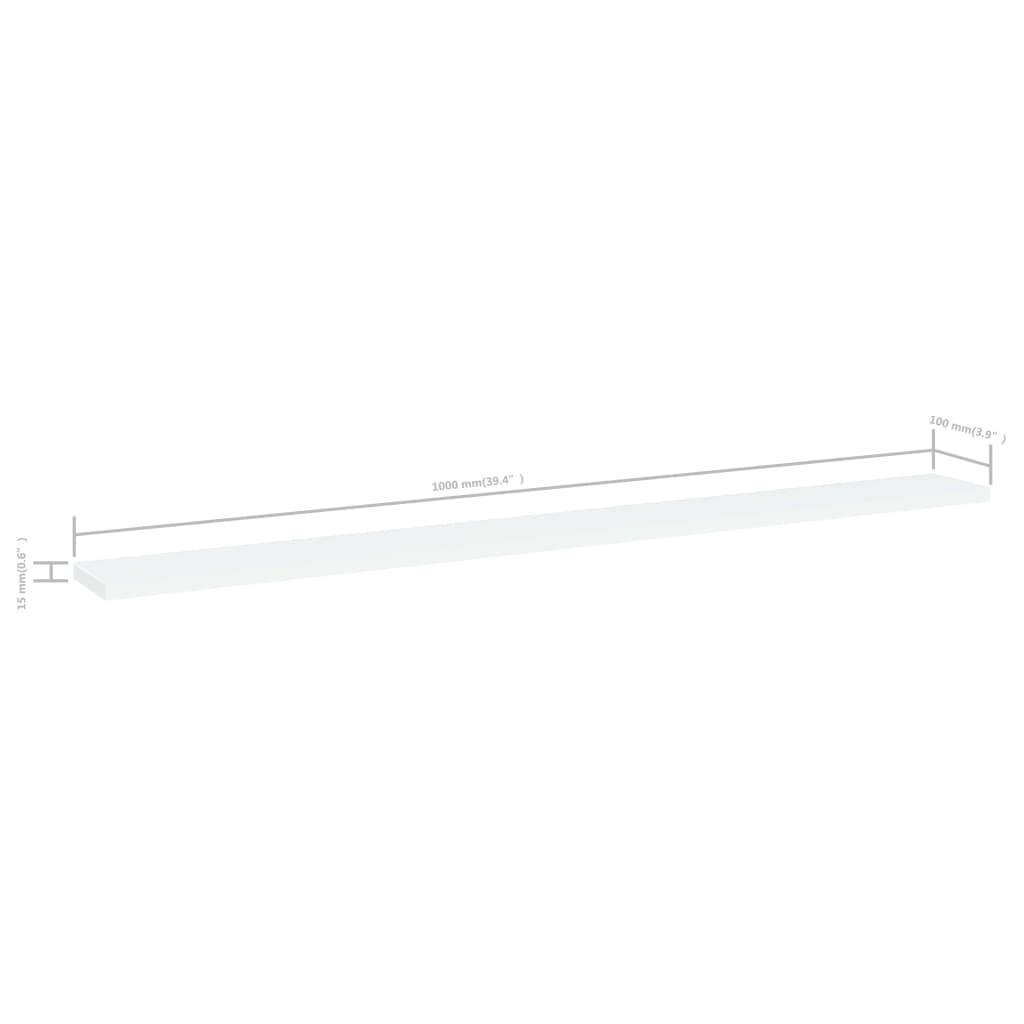 Bookshelf Boards 8 pcs White 100x10x1.5 cm Engineered Wood