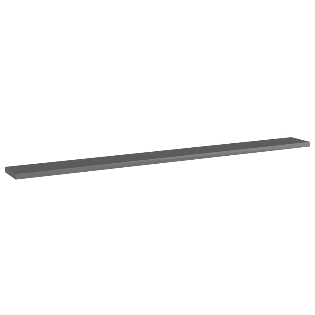 Bookshelf Boards 8 pcs High Gloss Grey 100x10x1.5 cm Engineered Wood