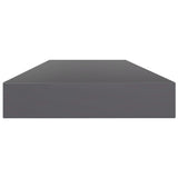 Bookshelf Boards 8 pcs High Gloss Grey 100x10x1.5 cm Engineered Wood - Side View