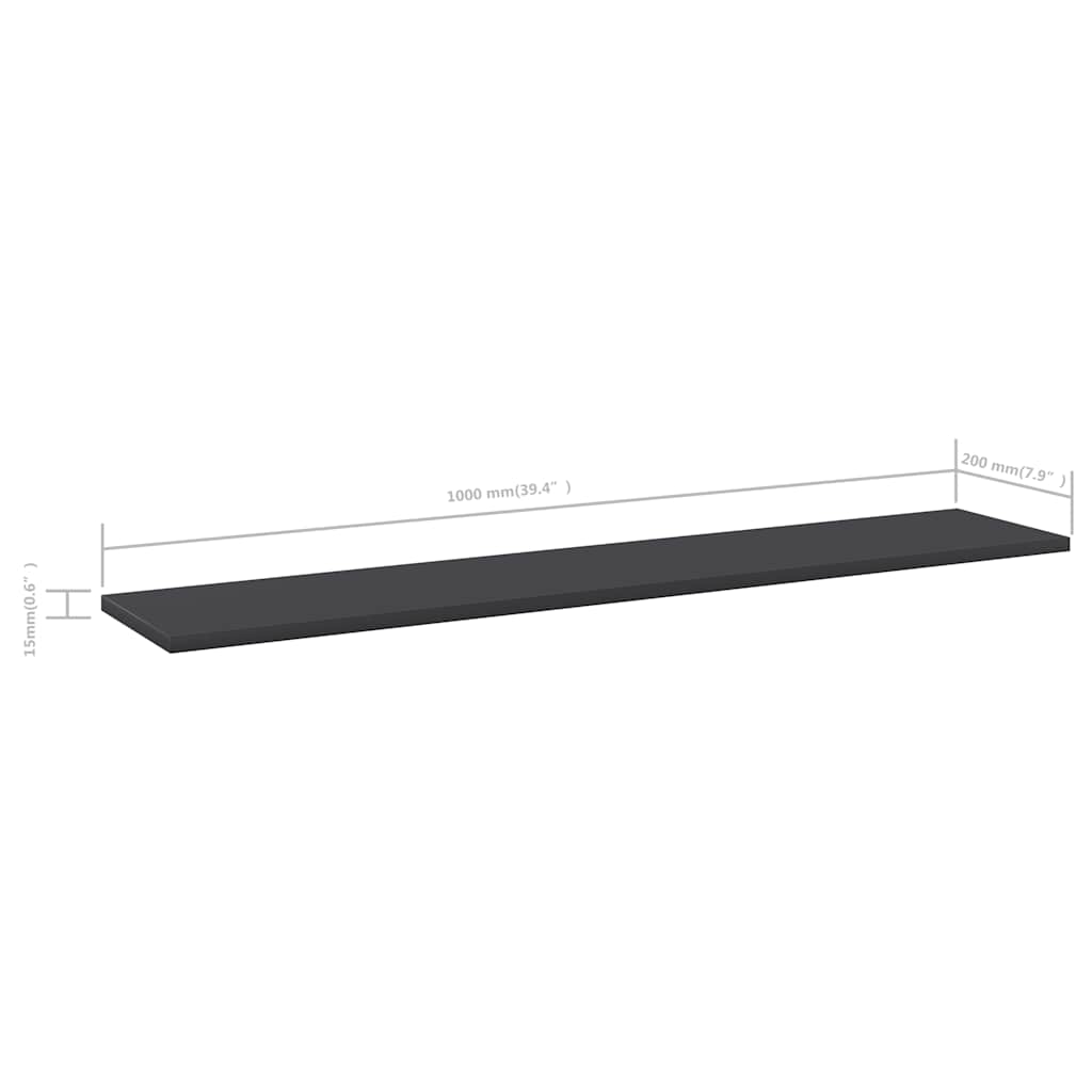 Bookshelf Boards 8 pcs Grey 100x20x1.5 cm Engineered Wood