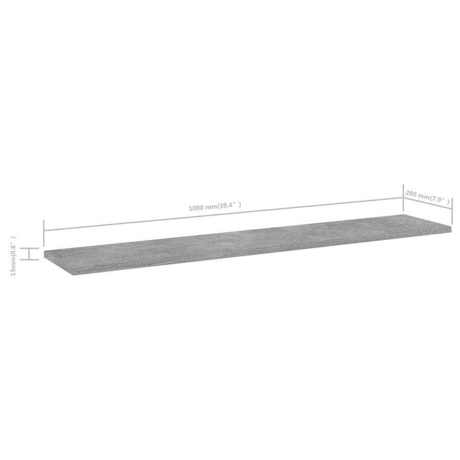 Bookshelf Boards 4 pcs Concrete Grey 100x20x1.5 cm
