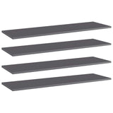 Bookshelf Boards 4 pcs High Gloss Grey 100x30x1.5 cm Engineered Wood