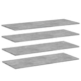 Bookshelf Boards 4 pcs Concrete Grey 100x40x1.5 cm Engineered Wood - Front View