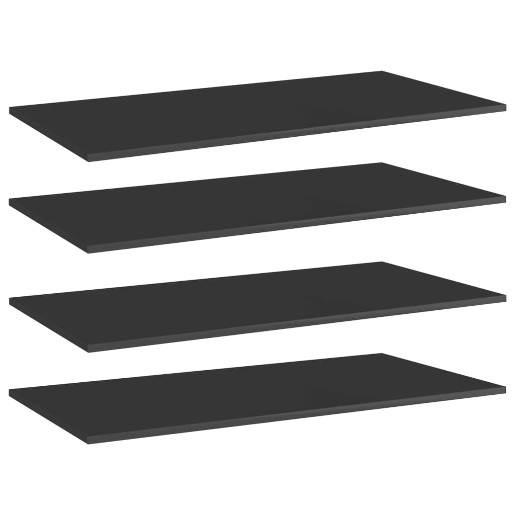 Bookshelf Boards 4 pcs High Gloss Black 100x50x1.5 cm Engineered Wood