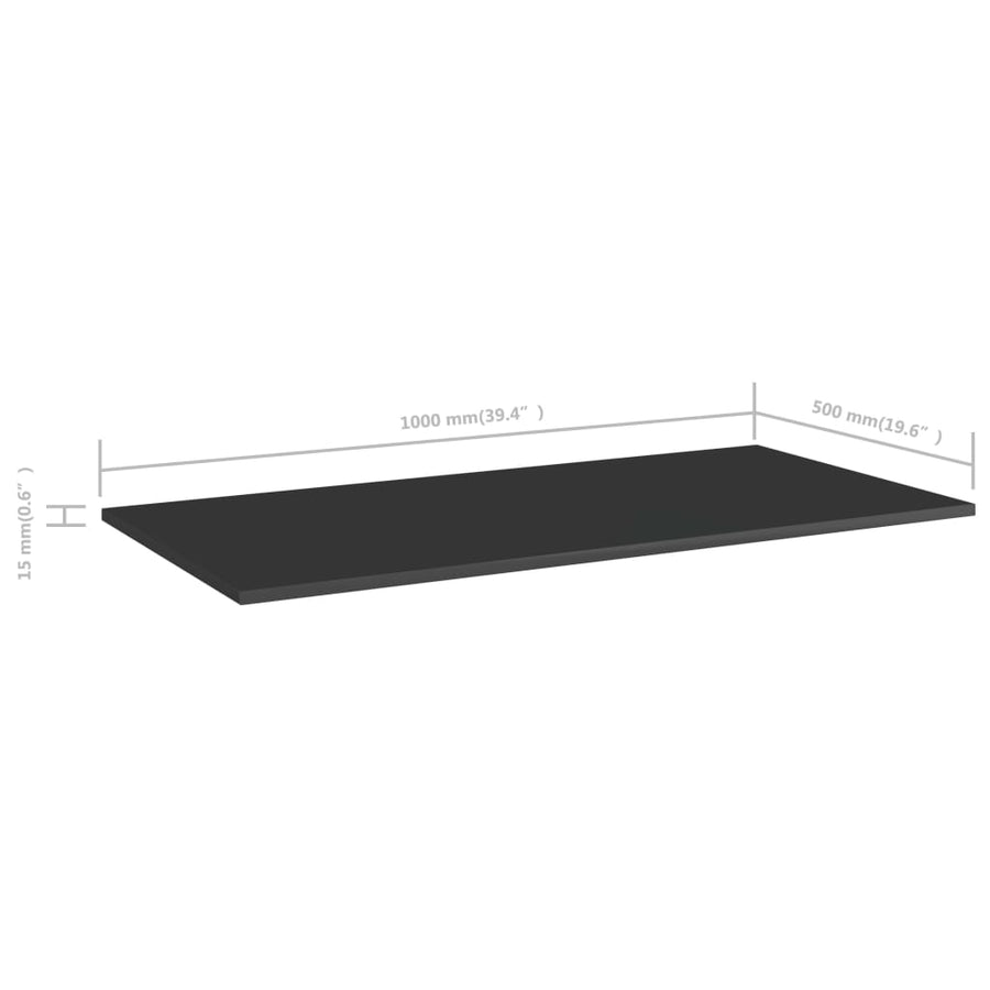 Bookshelf Boards 4 pcs High Gloss Black 100x50x1.5 cm Engineered Wood