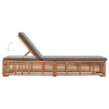 Sun Lounger with Dark Grey Cushion Solid Teak Wood - 45-Degree Angle