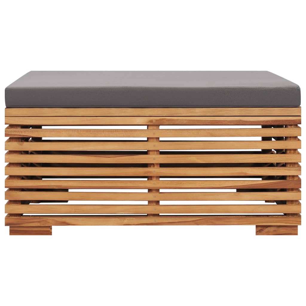 Garden Table and Footrest Set&Dark Grey Cushion Solid Teak Wood