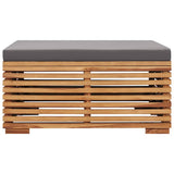Garden Table and Footrest Set&Dark Grey Cushion Solid Teak Wood - Rear View
