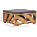 Garden Table and Footrest Set&Dark Grey Cushion Solid Teak Wood