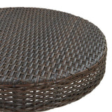 5 Piece Garden Bar Set with Cushions Poly Rattan Brown - Rear View