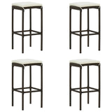 5 Piece Garden Bar Set with Cushions Poly Rattan Brown - Close-Up Angle