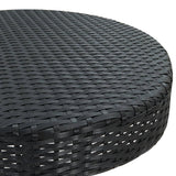 3 Piece Garden Bar Set with Cushions Poly Rattan Black - Rear View