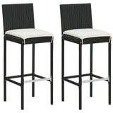 3 Piece Garden Bar Set with Cushions Poly Rattan Black - Close-Up Angle