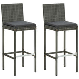 3 Piece Garden Bar Set with Cushions Poly Rattan Grey - Close-Up Angle