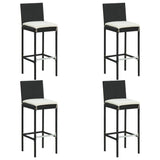 5 Piece Garden Bar Set with Cushions Poly Rattan Black - Rear View