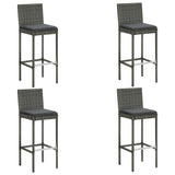 5 Piece Garden Bar Set with Cushions Poly Rattan Grey - Rear View