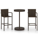 3 Piece Garden Bar Set Poly Rattan Brown