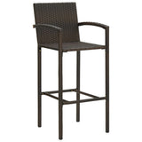 3 Piece Garden Bar Set Poly Rattan Brown - Extra Image