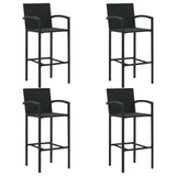 5 Piece Garden Bar Set Poly Rattan Black - Rear View