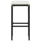 3 Piece Garden Bar Set with Cushions Poly Rattan Black - Extra Image