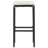 5 Piece Garden Bar Set with Cushions Poly Rattan Brown - Rear View