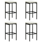 5 Piece Garden Bar Set with Cushions Poly Rattan Black - Side View