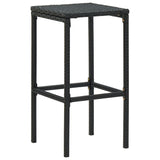 5 Piece Garden Bar Set with Cushions Poly Rattan Black - 45-Degree Angle