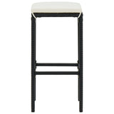 5 Piece Garden Bar Set with Cushions Poly Rattan Black - Rear View