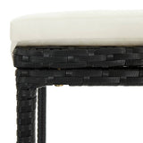 5 Piece Garden Bar Set with Cushions Poly Rattan Black - Close-Up Angle
