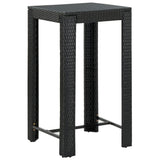 5 Piece Garden Bar Set with Cushions Poly Rattan Black - Low Angle
