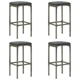 5 Piece Garden Bar Set with Cushions Poly Rattan Grey - Side View