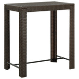 5 Piece Garden Bar Set with Cushions Poly Rattan Brown - Low Angle