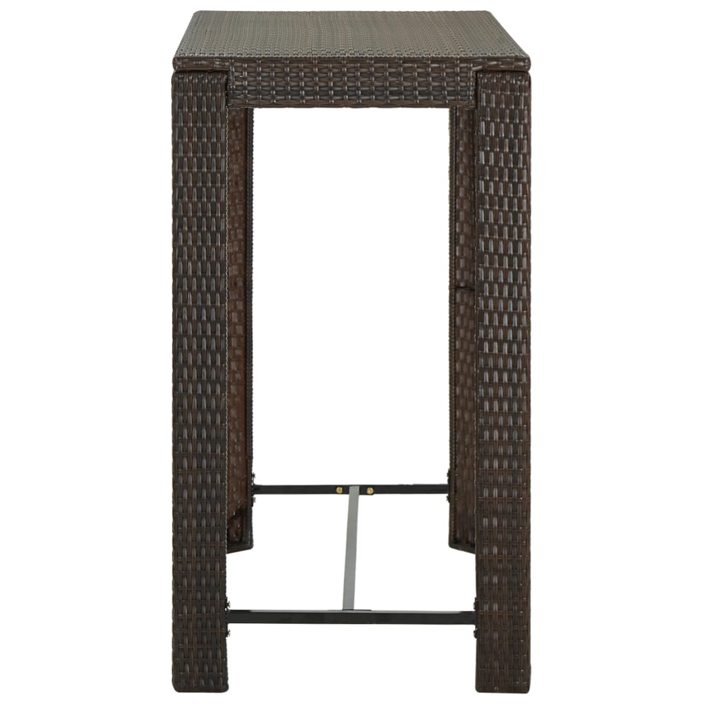 5 Piece Garden Bar Set with Cushions Poly Rattan Brown