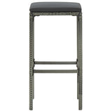 5 Piece Garden Bar Set with Cushions Poly Rattan Grey - Rear View