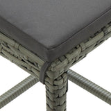 5 Piece Garden Bar Set with Cushions Poly Rattan Grey - Close-Up Angle