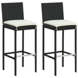 3 Piece Outdoor Bar Set with Cushions Poly Rattan Black - Side View