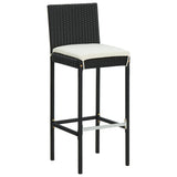 3 Piece Outdoor Bar Set with Cushions Poly Rattan Black - Top-Down View