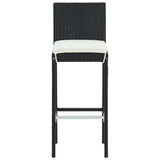 3 Piece Outdoor Bar Set with Cushions Poly Rattan Black - 45-Degree Angle