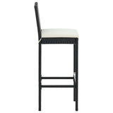 3 Piece Outdoor Bar Set with Cushions Poly Rattan Black - Rear View
