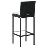3 Piece Outdoor Bar Set with Cushions Poly Rattan Black - Close-Up Angle