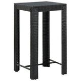 3 Piece Outdoor Bar Set with Cushions Poly Rattan Black - Low Angle