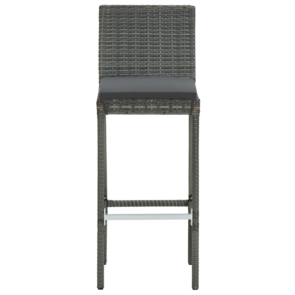3 Piece Outdoor Bar Set with Cushions Poly Rattan Grey