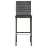 3 Piece Outdoor Bar Set with Cushions Poly Rattan Grey - 45-Degree Angle
