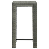 3 Piece Outdoor Bar Set with Cushions Poly Rattan Grey