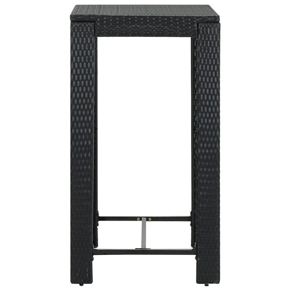 5 Piece Outdoor Bar Set with Cushions Poly Rattan Black