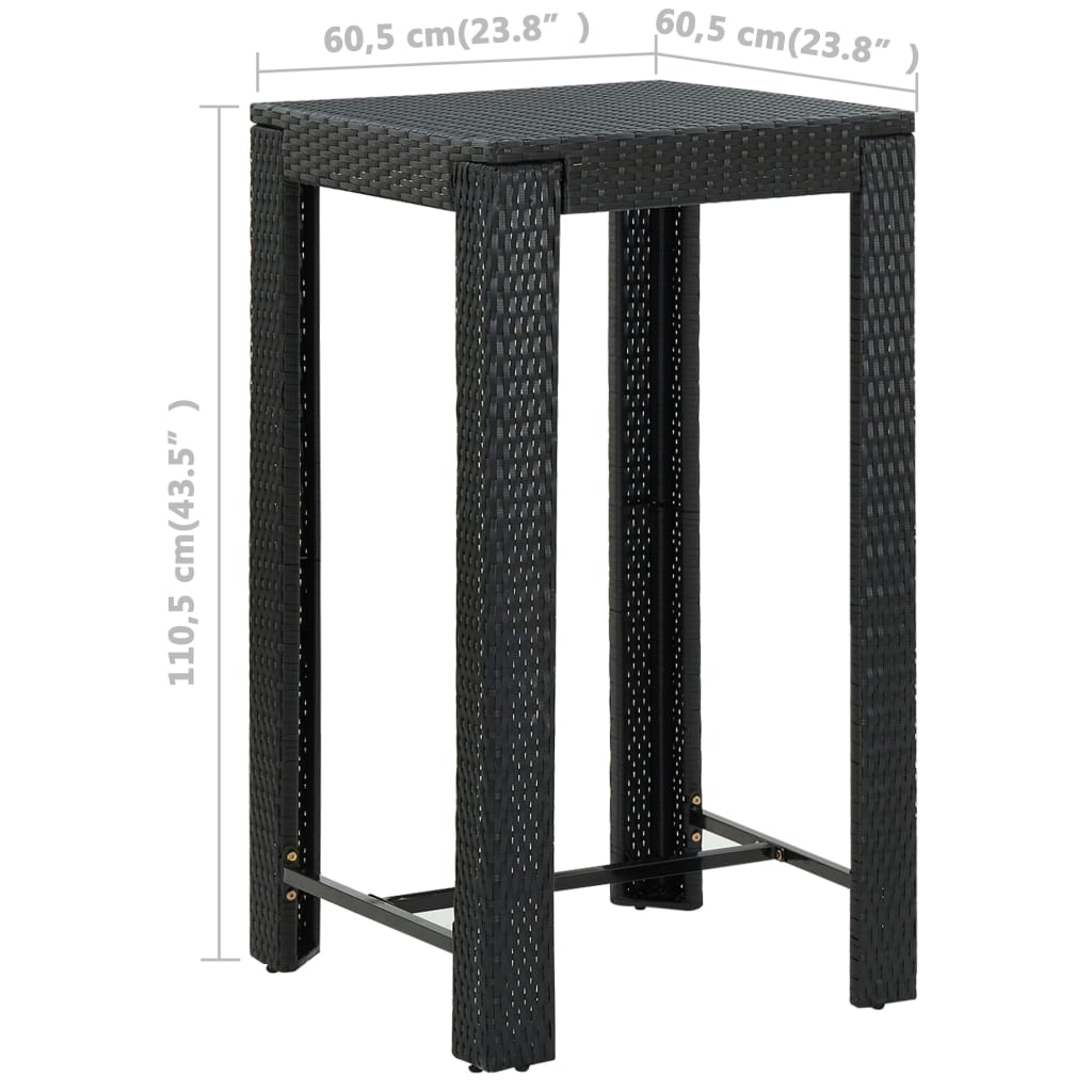 5 Piece Outdoor Bar Set with Cushions Poly Rattan Black