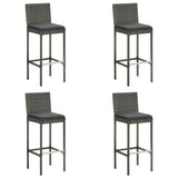 5 Piece Outdoor Bar Set with Cushions Poly Rattan Grey - Side View